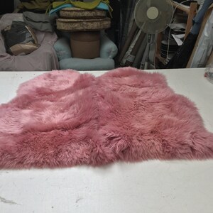 Bubblegum candy Pink Sheepskin Rug , Double length, genuine Luxury super thick soft Sheepskin Throw image 5