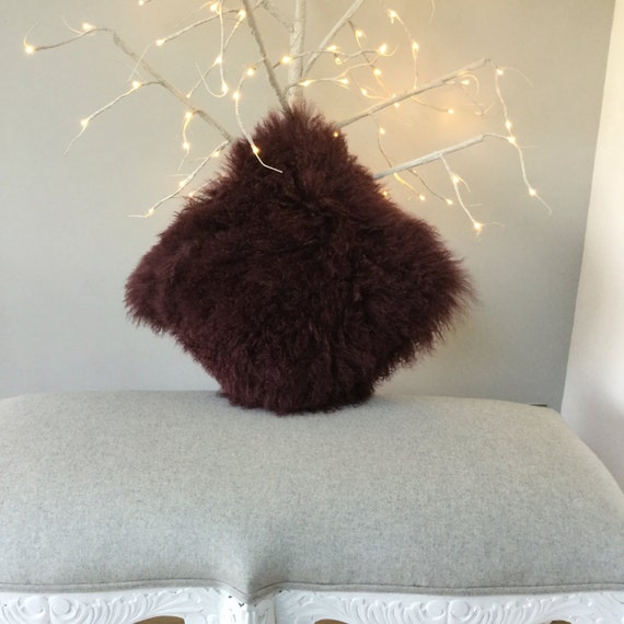 Cushion Sheepskin Pillow, Tibetan Mongolian Sheepskin Cushion in a