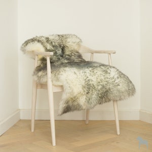 Ivory with grey tip Sheepskin Rug, Superior soft thick pelt,  Australian Luxury Sheepskin, Hygge, fur rug, interior decor