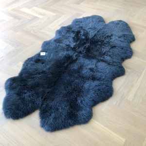 Navy Blue Sheepskin Rug , Dark Blue, Navy Rug, Navy Blue Large Rug ...