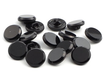 Czech vintage gloss black round glass buttons 18mm Lot 16