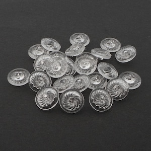 lot 24pcs, 18 mm Czech vintage spiral clear glass buttons