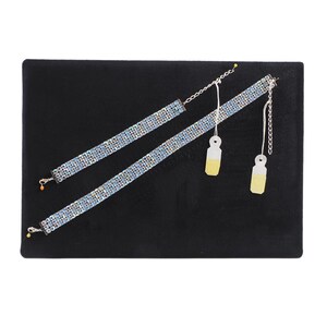 Vintage Tsjechisch glas AB Strass Hals Choker Armband Mesh Frost Blue