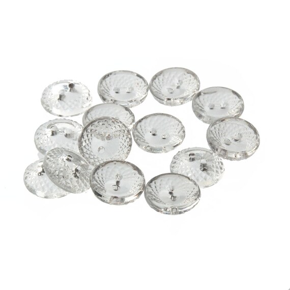 14 Lot 12mm Czech vintage reverse faceted crystal clear glass buttons