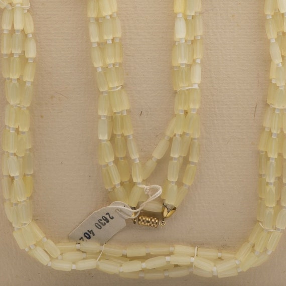 Vintage Czech 4 strand necklace yellow satin atla… - image 3