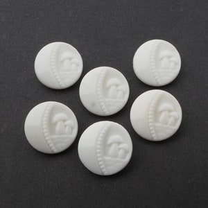 LOT 6pcs, 18mm Art Deco Czech uranium mushroom glass buttons 1920&#39;s vintage