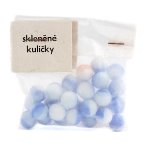Bag of 30pcs 1/2&quot; Czech retro Vintage swirl bicolor glass marbles blue and white