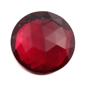 Gran diamante de imitación de cristal checo vintage redondo, laminado, rojo rubí, con parte trasera plana, de 29 mm