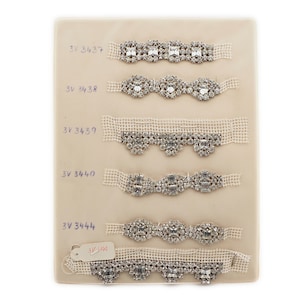 Vintage Tsjechische strass kant set glazen versieringen jurk hoedenmakerij poppen voorbeeldkaart