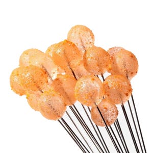 Czech orange overlay flower Berry stem lampwork glass earring headpin bead