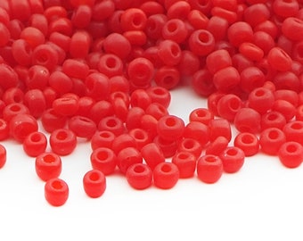 1000+ Vintage Czech red glass seed beads 1-1.5mm