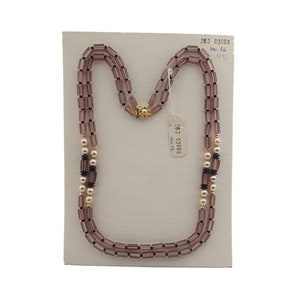 Vintage Tsjechische 2 strengen 21" ketting paars zwarte parel glaskralen