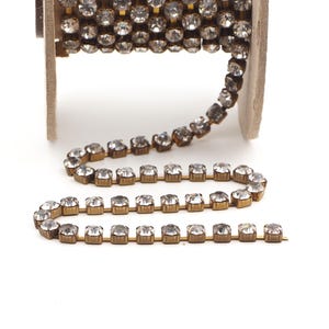 Preciosa SS 28, 1,5meter Clear Crystal MC Chaton Rhinestone cup chain raw brass jewelry resin art