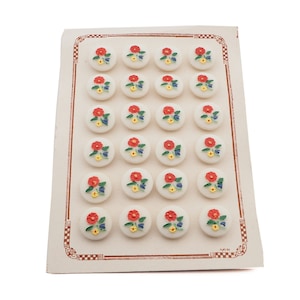 Cartão 24 peças 14 mm buquê de flores vintage tcheco pintado à mão botões de vidro de urânio