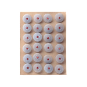 カード 24 個、チェコ製ヴィンテージ 18 mm、手描きの花柄ブルー サテン ガラス ボタン