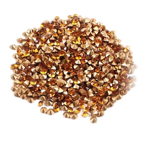 Lot de 60 g, strass tchèque Preciosa vintage 5 mm, verre taillé à facettes, topaze