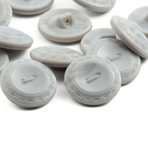 lot 12pcs, Vintage Czech grey flower glass buttons 23mm