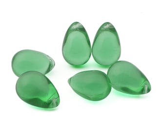 lot 6pcs Vintage Czech uranium green glass pendant grape Chandelier fruit lamp prism teardrop beads 24/25mm