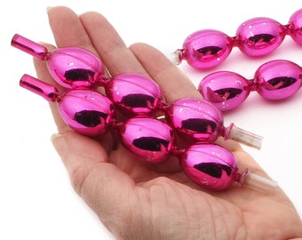 Blown mercury glass Christmas tree garland bead ornaments LOT 4 Czech pink oval