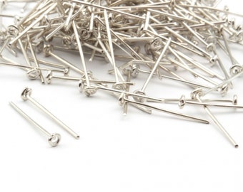 200 Vintage silver metal chandelier nail head connector pins prism hangers 18mm