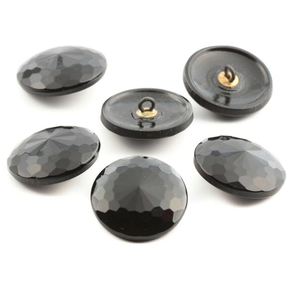 10 Vintage Black Glass Multi Faceted Buttons 23mm 10 Vintage Black Glass Multi Faceted Buttons 23mm