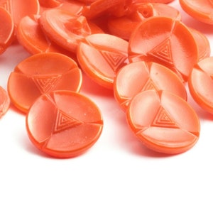 lot 24pcs Vintage 1930&#39;s Czech orange glass buttons 18mm