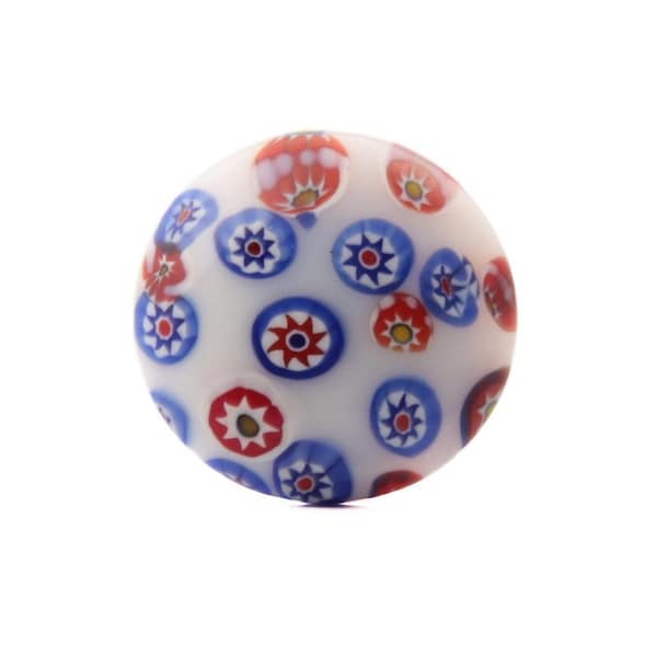 Czech vintage millefiori cane white glass button 24mm