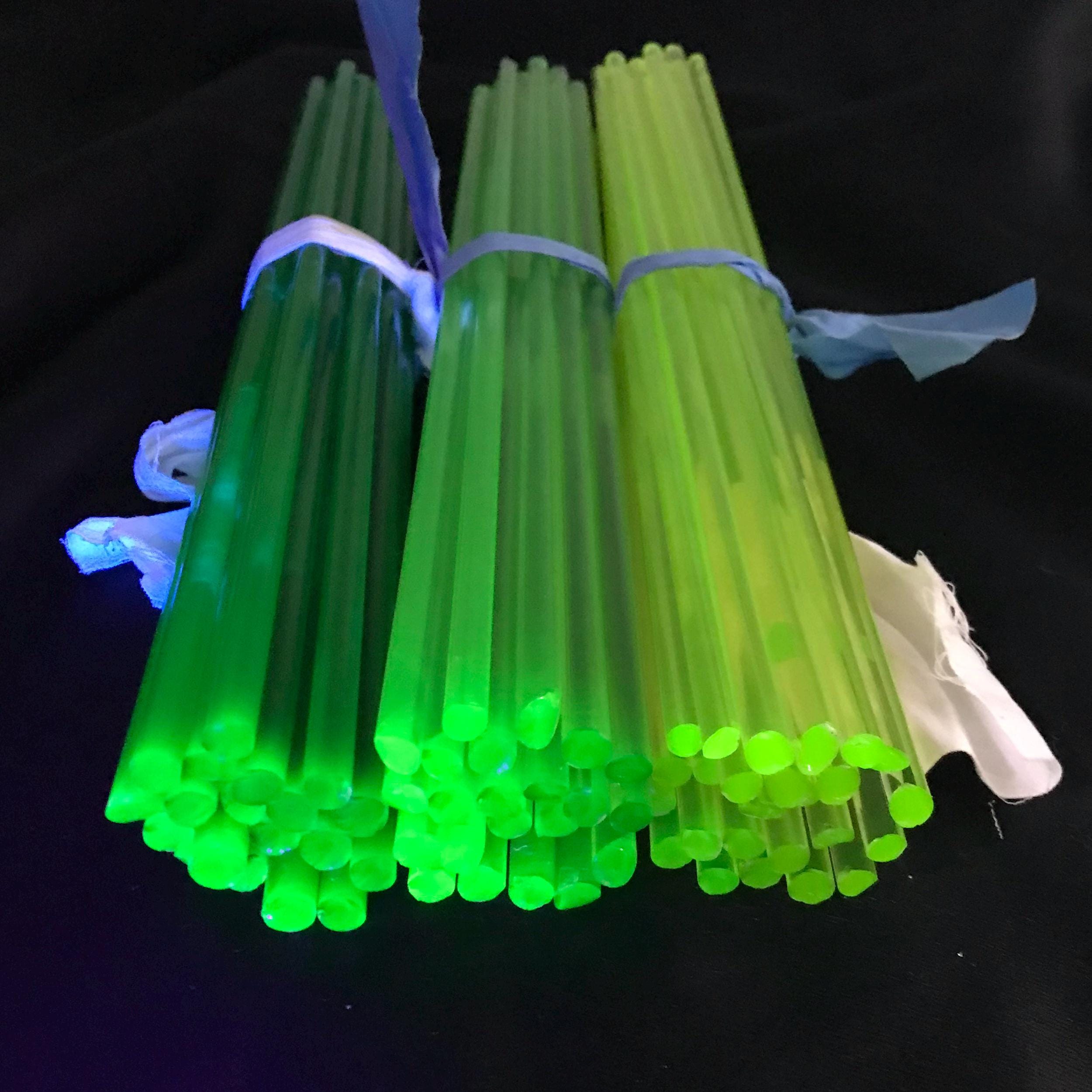 チェコ産イエローウランガラス棒、UVグローアート用品、ランプワーク