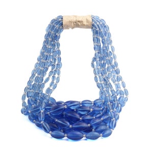 Hank 12pcs Vintage Czech sapphire blue glass bead 16&quot; necklaces