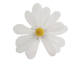 Tschechische Lampwork große Glasperle weißes Gänseblümchen Blume Stiel 15"