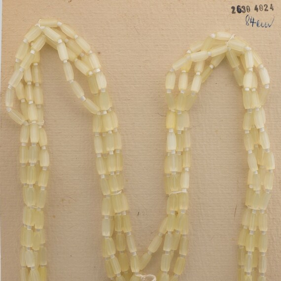 Vintage Czech 4 strand necklace yellow satin atla… - image 2