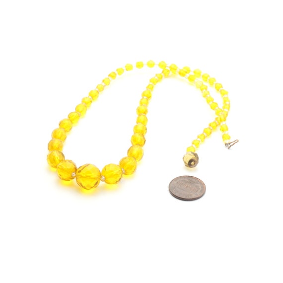 Vintage Czech necklace gradual yellow faceted gla… - image 3