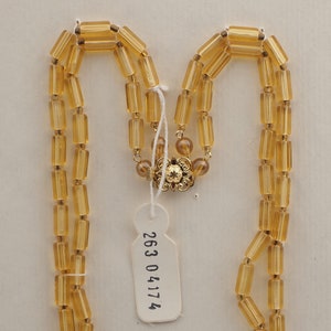 Vintage Tsjechische 2 strengen 17" ketting topaas vijfhoek bugel ronde glaskralen