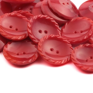 lot 24pcs, 23 mm,  Czech Vintage Deco red glass buttons