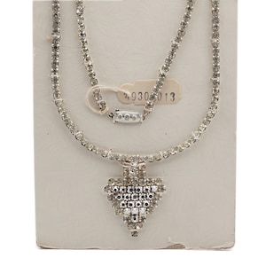 Voorbeeldkaart Deco Geometrische Driehoek Tsjechische vintage strassteensieraden Ketting 18"