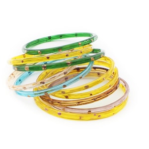lot 10pcs Antique Czech gold gilt bicolor faceted glass bangles hoops