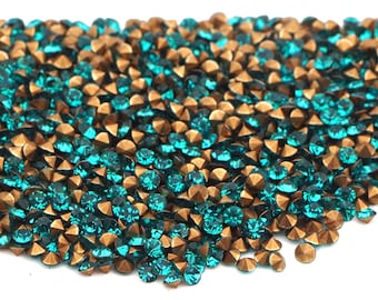 Czech Vintage Blue Zircon Glass Rhinestones, Faceted Cut, SS7 (1440 pcs)