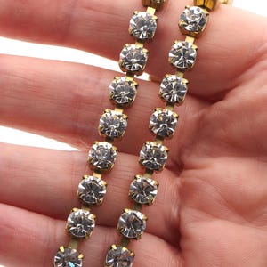 vintage Preciosa SS 28, 1 meter, Clear Crystal MC Chaton Rhinestone cup chain raw brass jewelry resin art