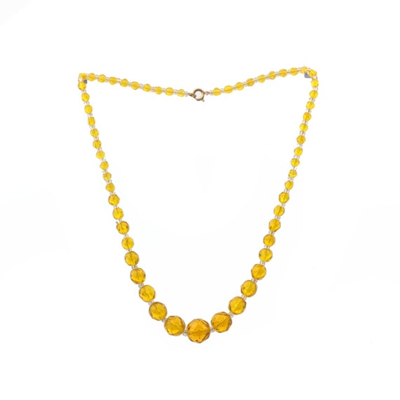 Vintage Czech necklace gradual yellow faceted gla… - image 1