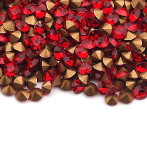 Lot 720pcs SS26, 5.8 mm, Czech Vintage Lt. Siam Red Machine Cut glass Chatons faceted loose stones rhinestones