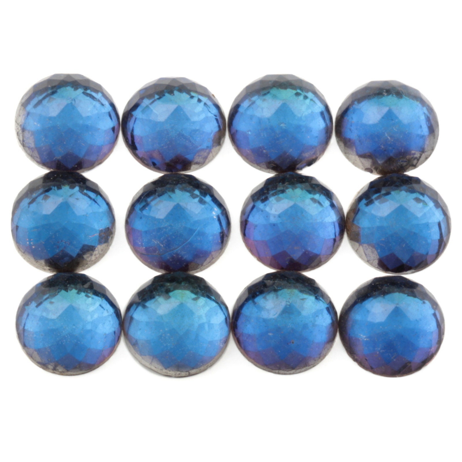 Qty 4 NEW 18mm Opaque Turquoise CZECH GLASS Round Flat Back CABOCHONS