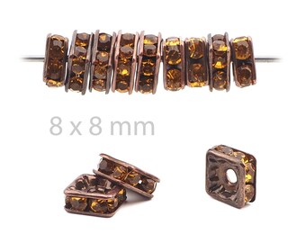 Czech Square Crystal Spacer Beads Yellow 2/3/4MM Faceted Glass