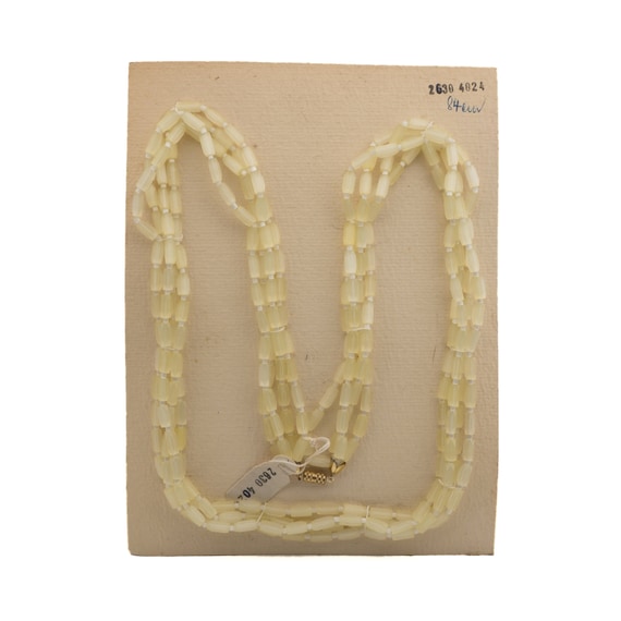 Vintage Czech 4 strand necklace yellow satin atla… - image 1