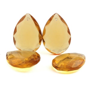 lot 4 large 38mm Vintage Czech teardrop topaz glass Chandelier lamp pendant prisms 38mm