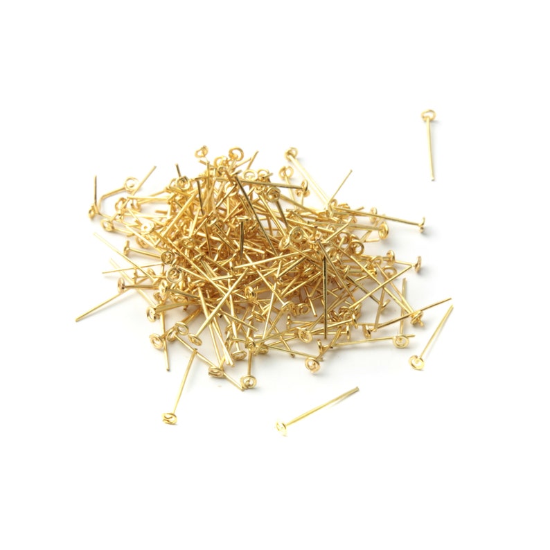 200 vintage gold tone chandelier nail head connector pins prism hangers 18mm image 2