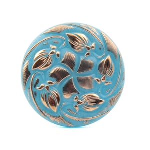 Botón vintage checo de cristal azul con brillo plateado Nouveau Floral de 27 mm