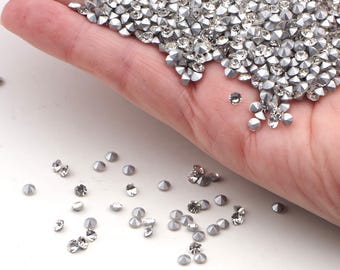 Lot 50 grams SS12, 3 mm, Czech Vintage Clear crystal Machine Cut glass Chatons faceted loose stones rhinestones
