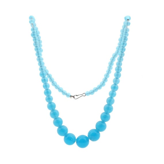 Vintage Czech necklace gradual blue opaline lampw… - image 2