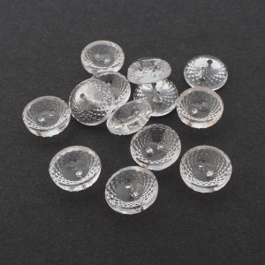 lot 12pcs Czech Vintage 12mm reverse spiral crystal clear dimi glass buttons