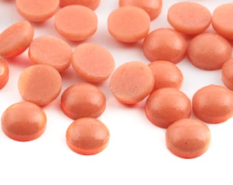 50 Vintage Czech orange round glass cabochons 6mm